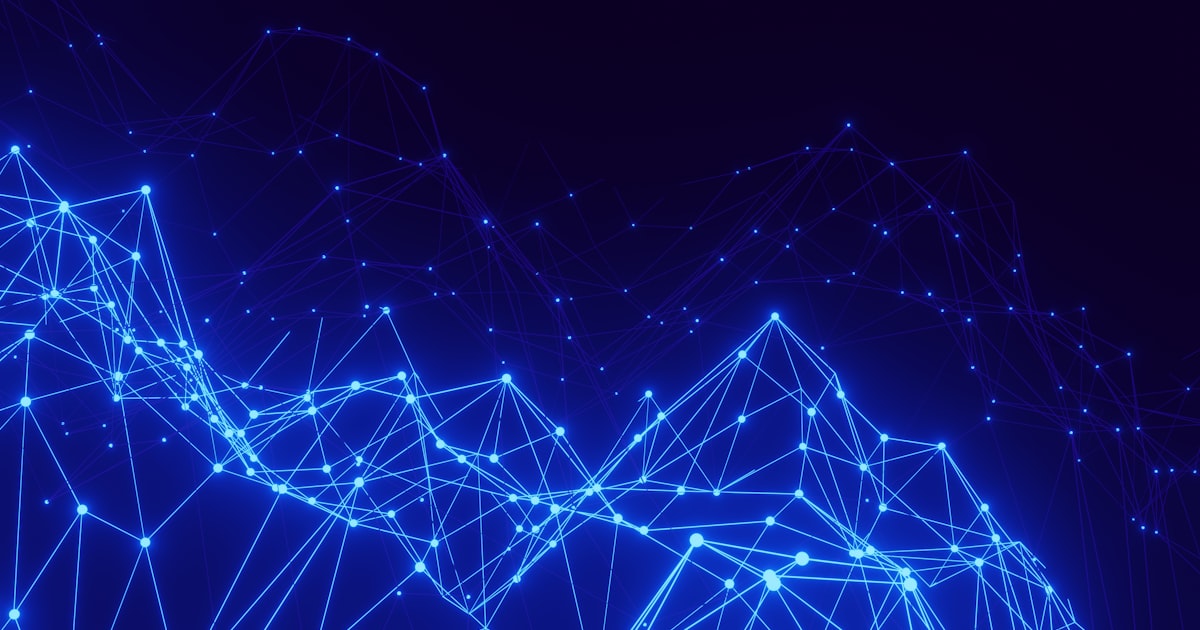 Abstract blue network of nodes and lines